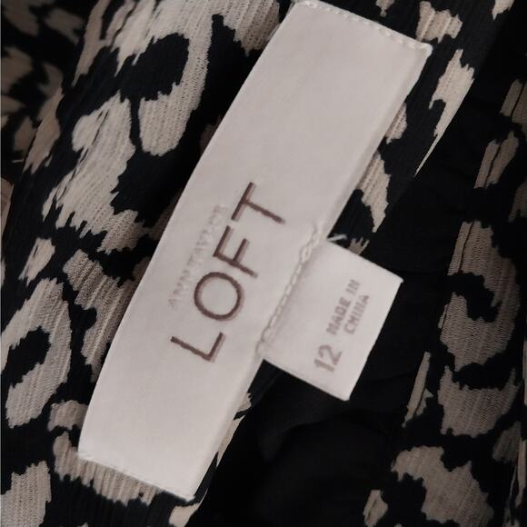 NWOT! ANN TAYLOR LOFT! BLACK AND TAN TAUPE LEOPARD, WIDE WAIST FULL SKIRT! SZ 12 - Picture 6 of 8